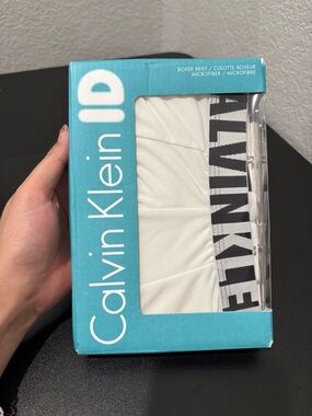 Calvin Klein White Boxer Briefs with Black Logo Band